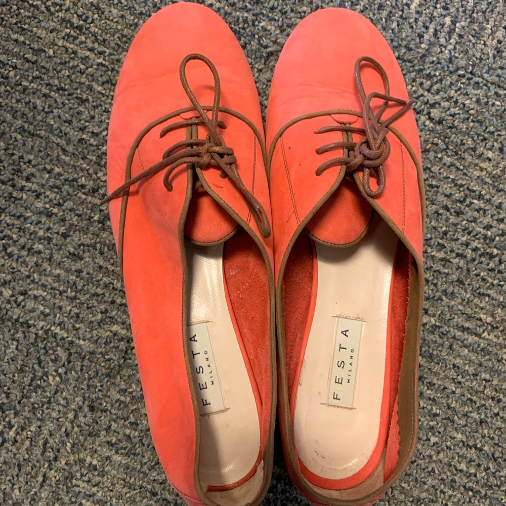 Festa Milano size 40 lace up suede/ver cuoio shoe made in Italy